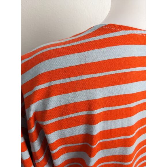 Marimekko Uniqlo Sz Small Crew Neck Tee T Shirt Orange Blue Stripe Half Sleeves - Picture 11 of 16